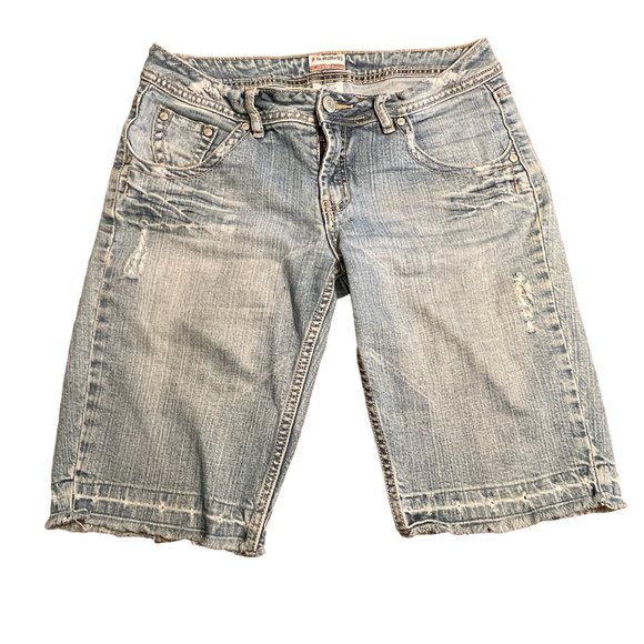 No Boundaries Stretch Denim Shorts Distressed Light Wash Junior 11 S1090-378 - Picture 1 of 10